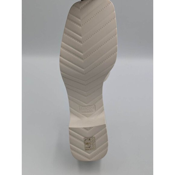 Gucci Logo Embossed Mid-heel Rubber Sandals Mystic White 624730 EU41 - Picture 5 of 11